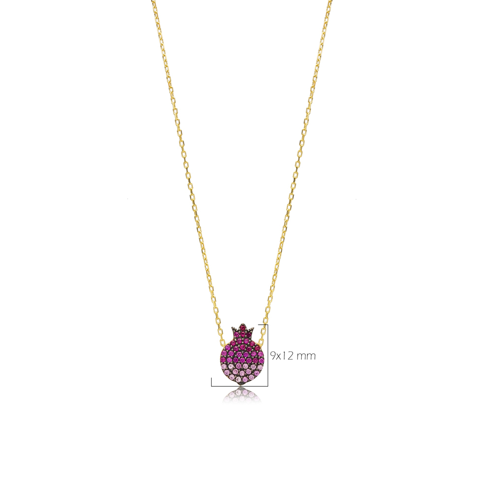 Minimalist Pomegranate Gradient Zircon Design Pendant Turkish Wholesale Sterling Silver Jewelry Pendant