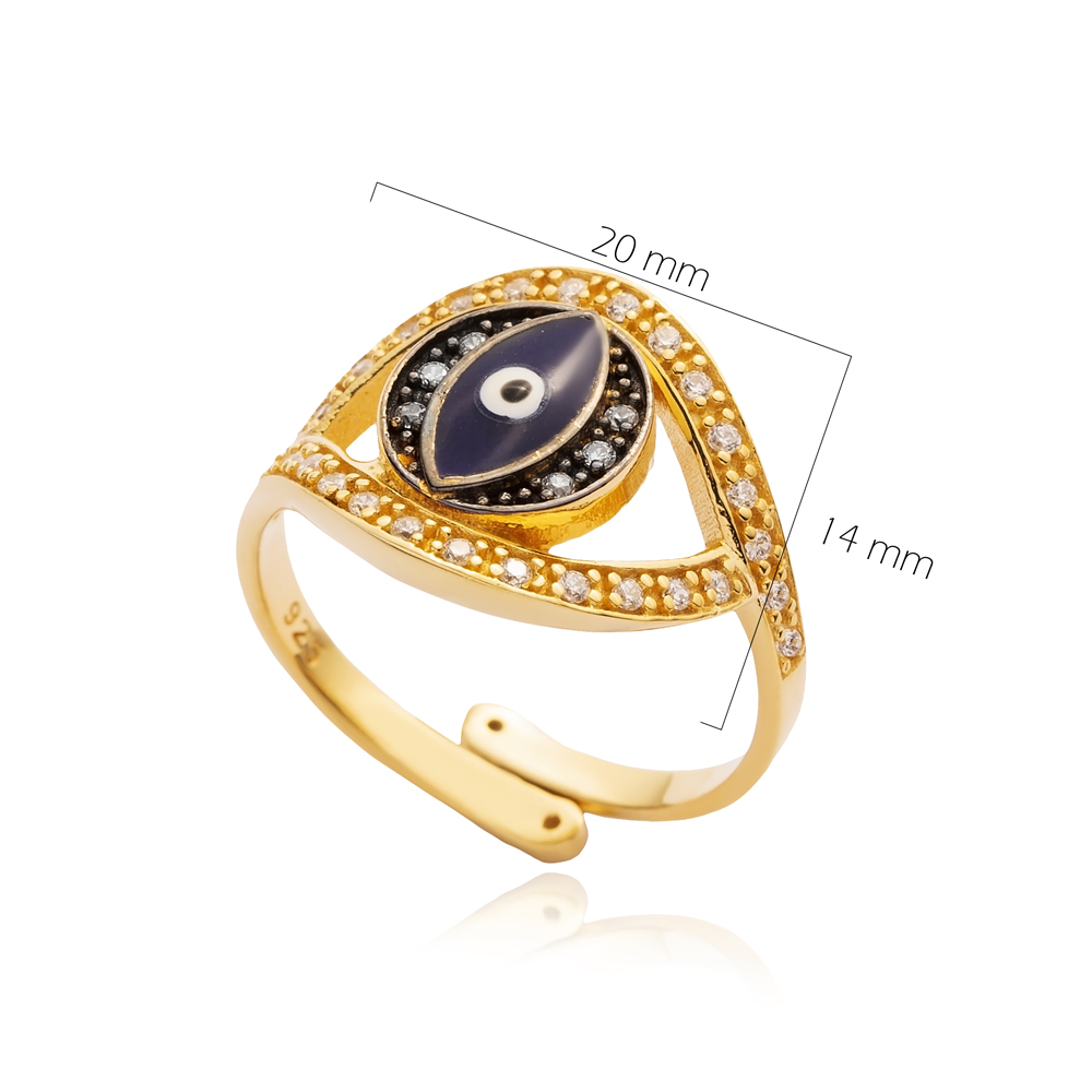 Turkish Wholesale Handcrafted Evil Eye Adjustable Silver Ring