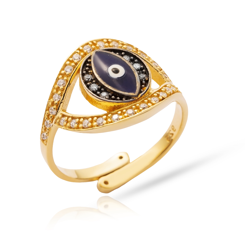 Turkish Wholesale Handcrafted Evil Eye Adjustable Silver Ring