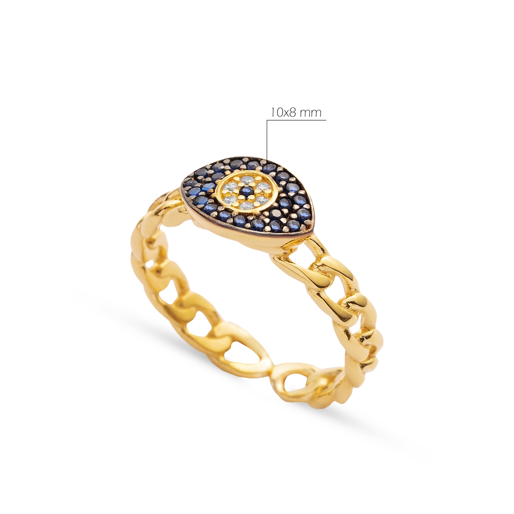 Evil Eye Design Adjustable Ring Turkish Wholesale Handcrafted 925 Silver Jewelry