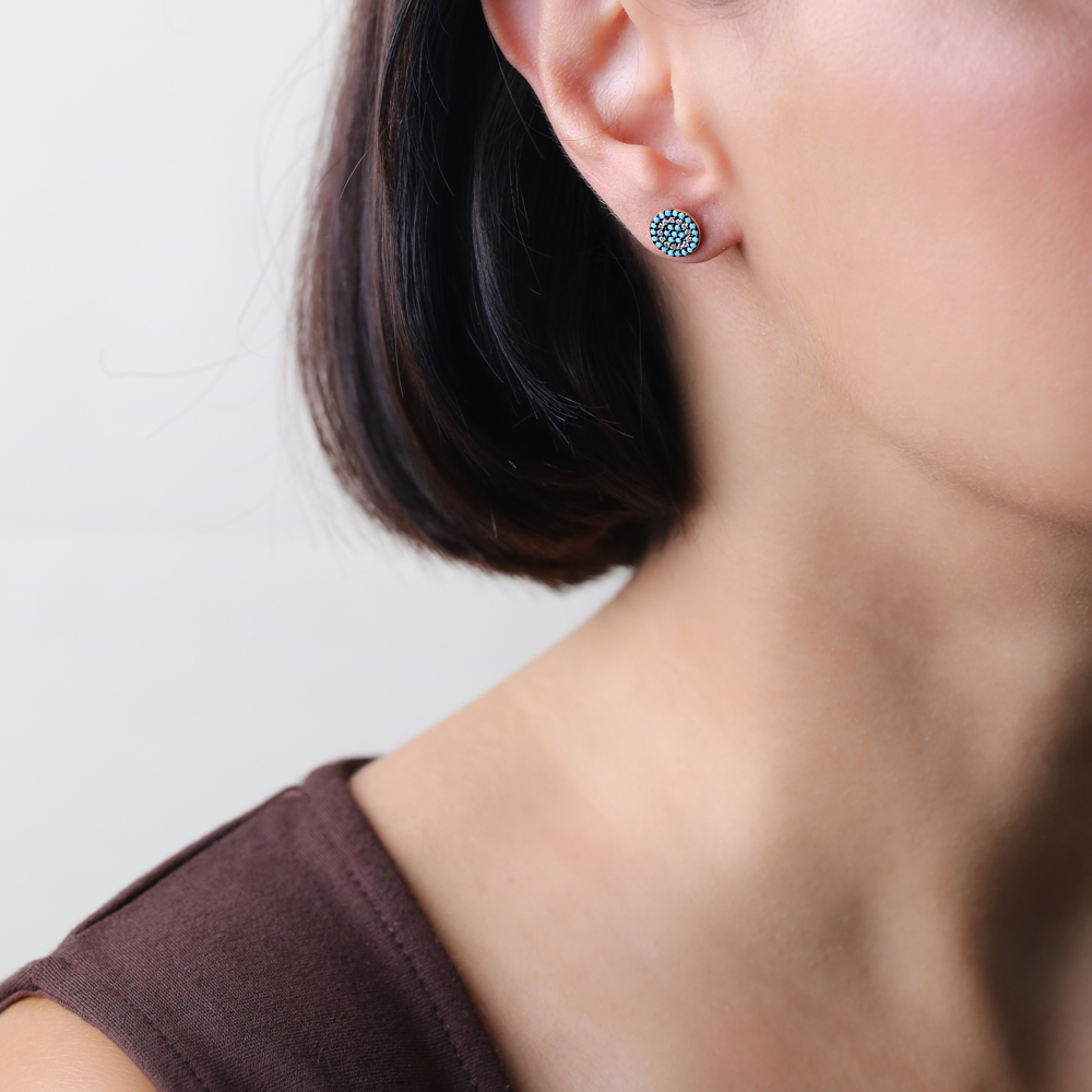 Evil Eye Rounded Design Stud Earrings
