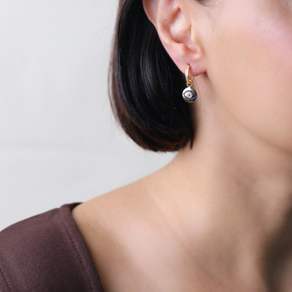 Evil Eye Design Earrings Wholesale Handmade 925 Sterling Silver Jewelry