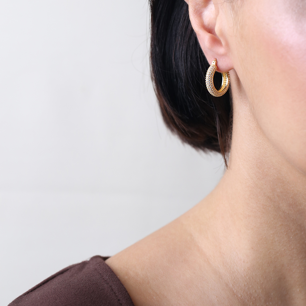 Dainty CZ Stone Wholesale Silver Classic Hoop Earrings