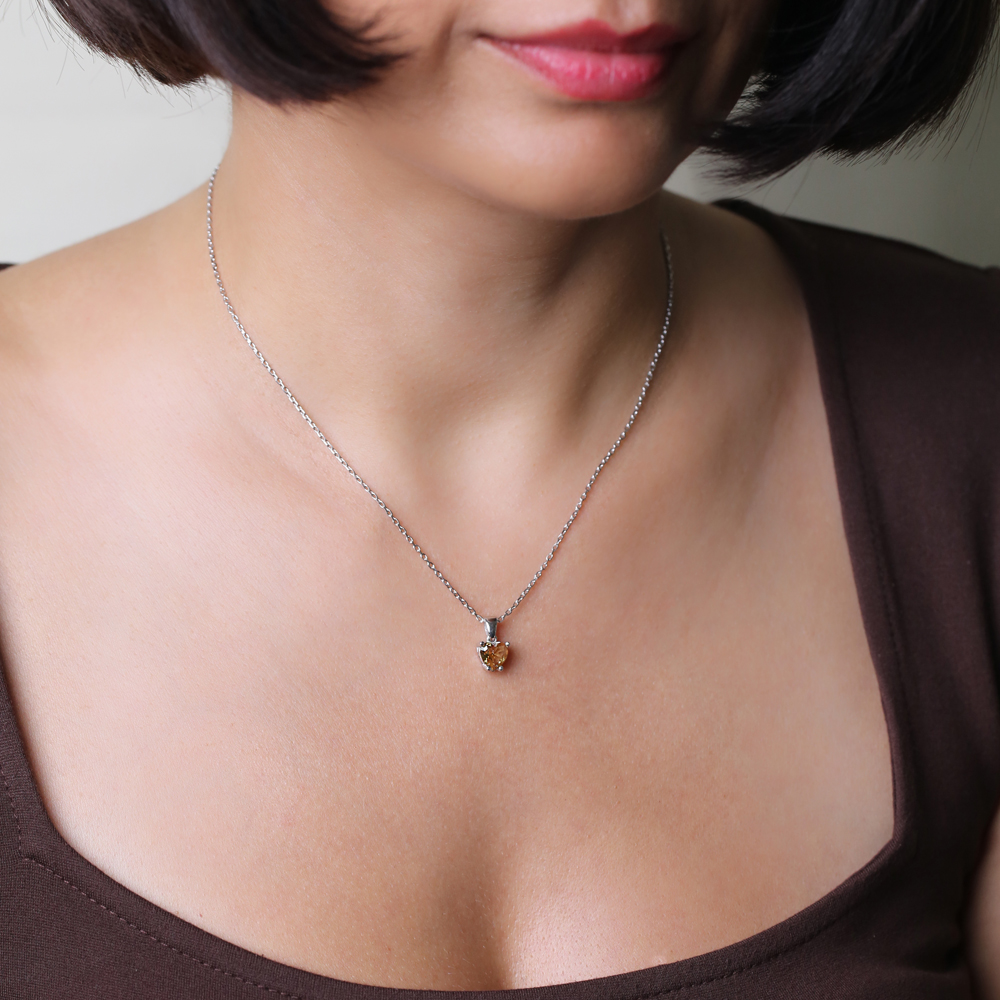 Heart Zultanite Charm Necklace Silver