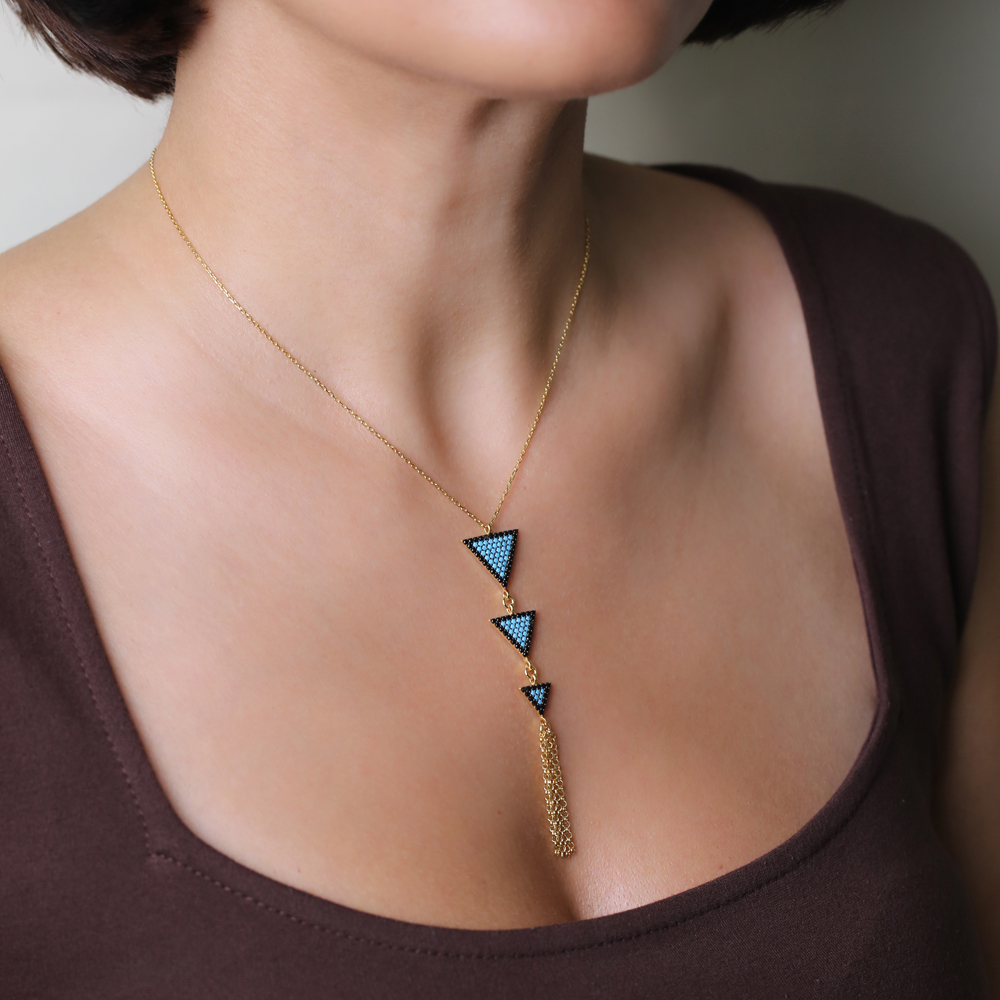 Nano Turquoise Triangle Turkish Wholesale Sterling Handmade Silver Pendant
