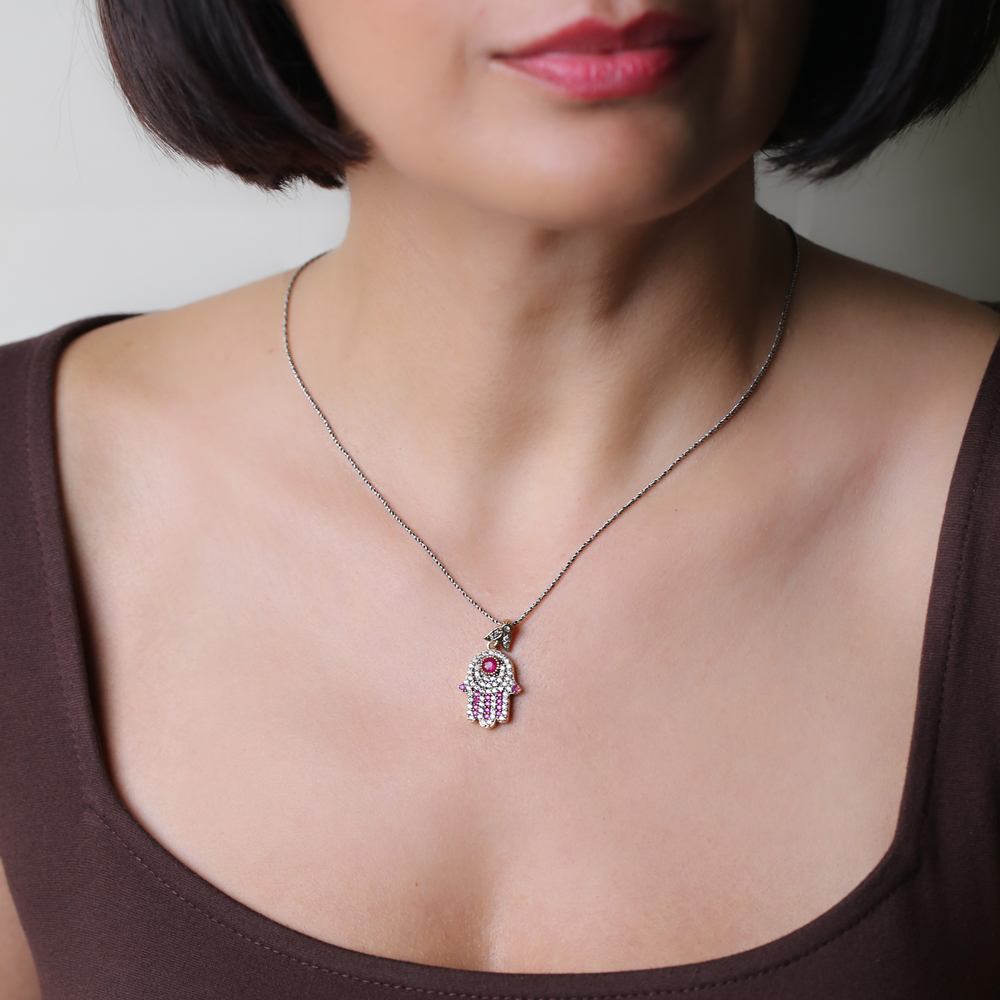 Hamsa Authentic Silver Pendant In Turkish Wholesale Sterling Silver Jewelry