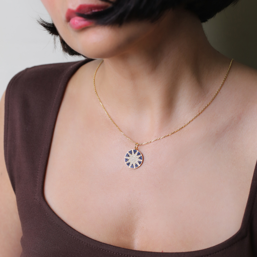 Sun Design Round Shape Charm Wholesale Handmade Turkish 925 Silver Sterling Jewelry With Hole Ø7 mm