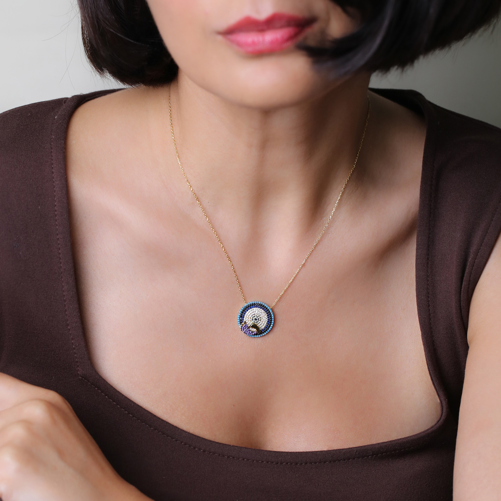 Footprint Design Round Shape Pendant Wholesale Handmade 925 Silver Sterling Necklace