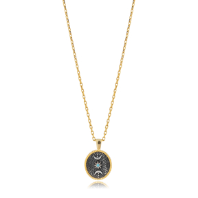 Triple Goddes Wicca Symbol 925 Charm Necklace