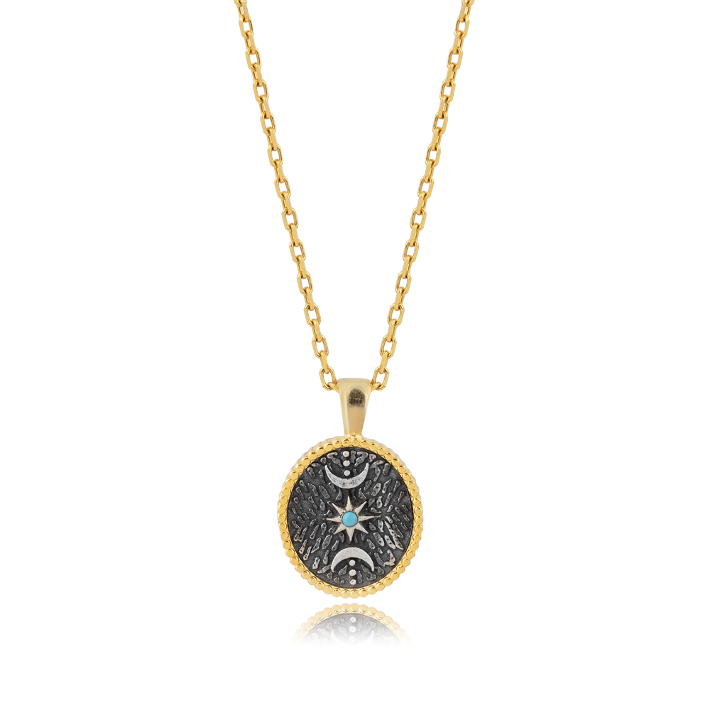 Triple Goddes Wicca Symbol 925 Charm Necklace