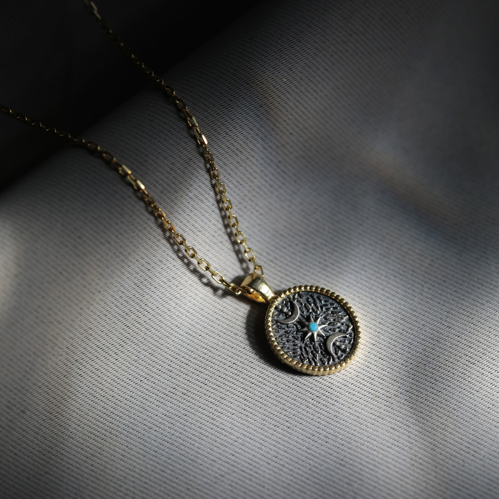 Triple Goddes Wicca Symbol 925 Charm Necklace