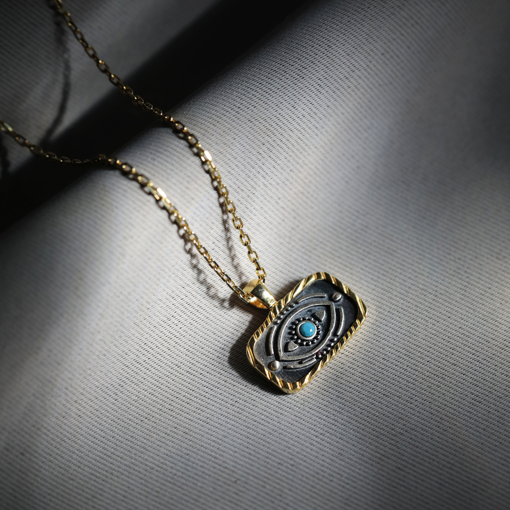 Ancient Evil Eye Design 925 Charm Necklace
