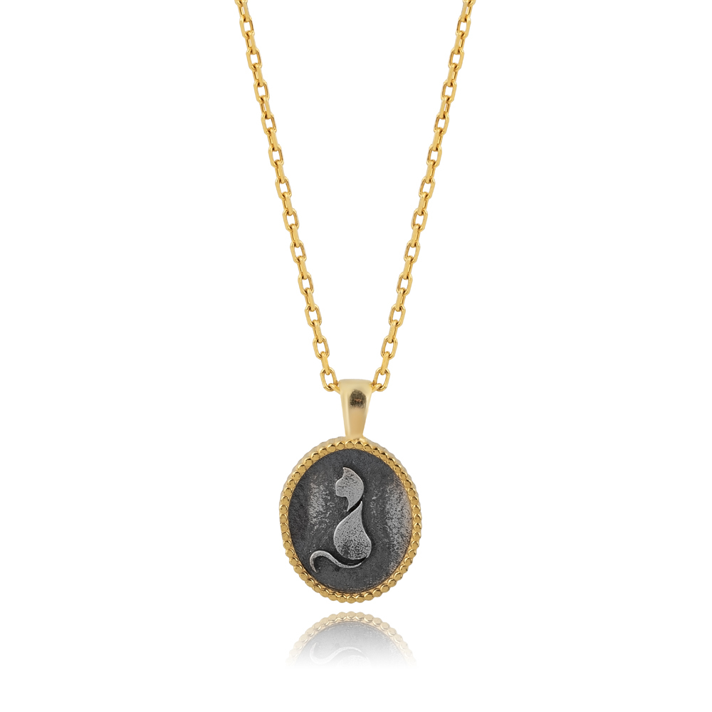 Cat Animal Design 925 Silver Charm Necklace