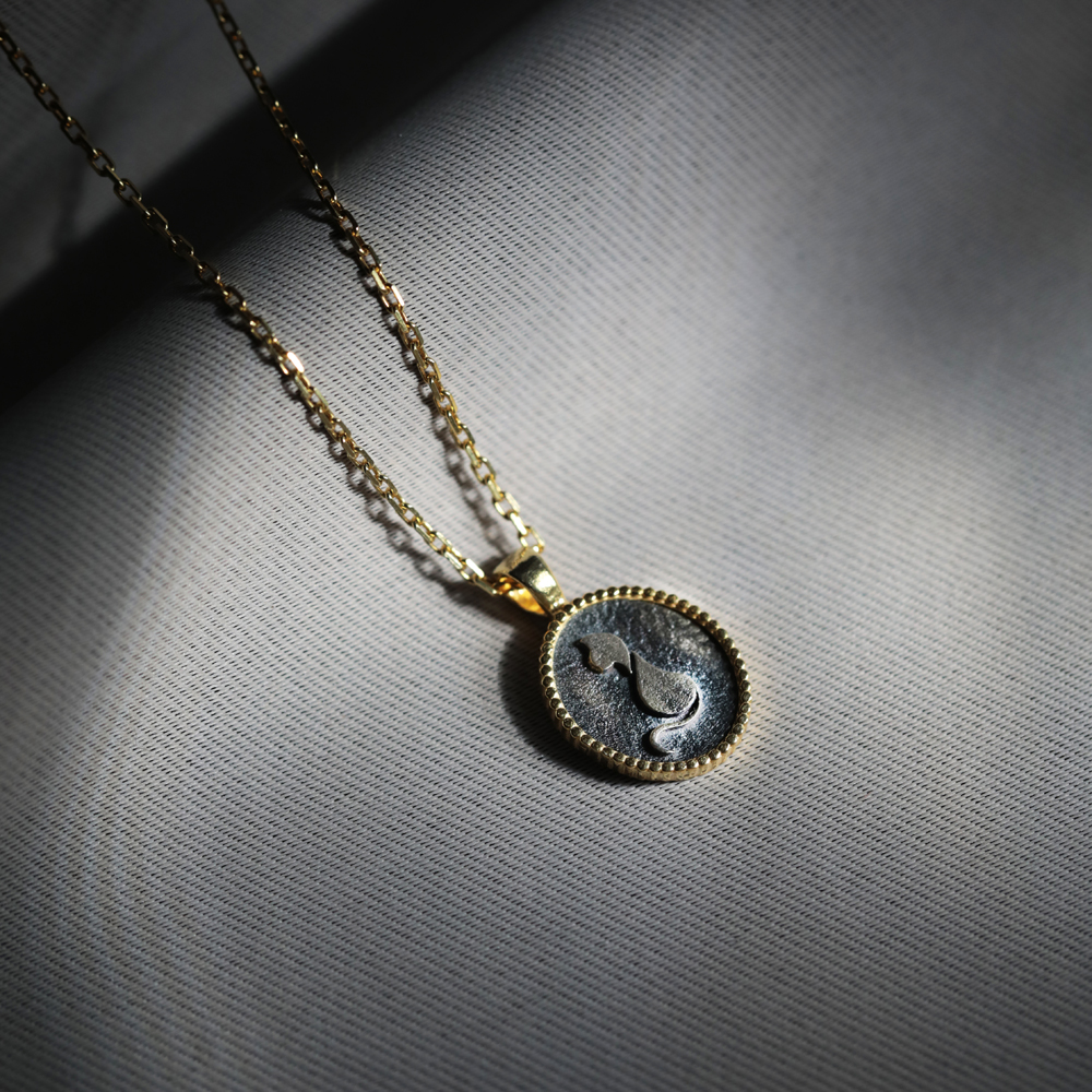Cat Animal Design 925 Silver Charm Necklace