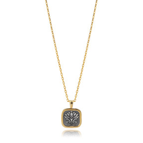 Egyptian Lotus Design 925 Charm Necklace
