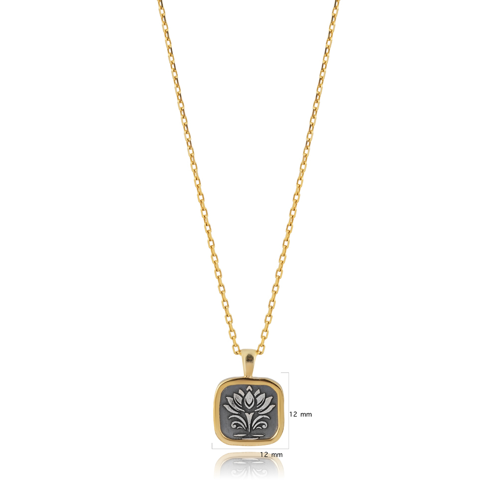 Egyptian Lotus Design 925 Charm Necklace