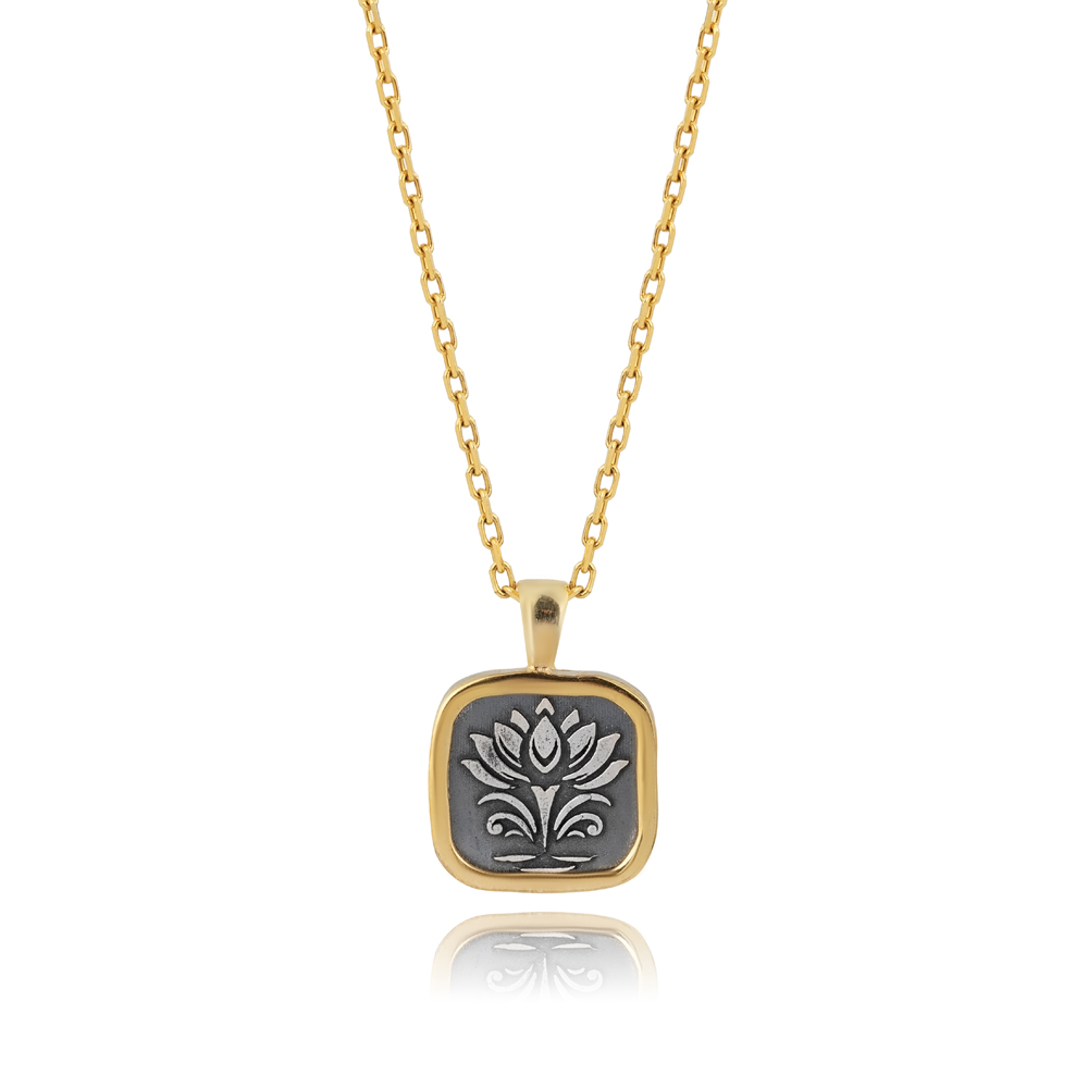 Egyptian Lotus Design 925 Charm Necklace