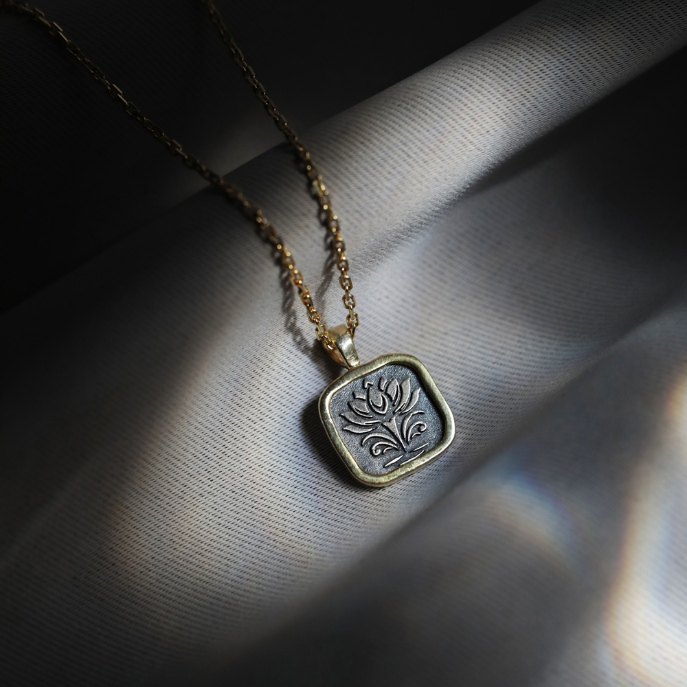 Egyptian Lotus Design 925 Charm Necklace