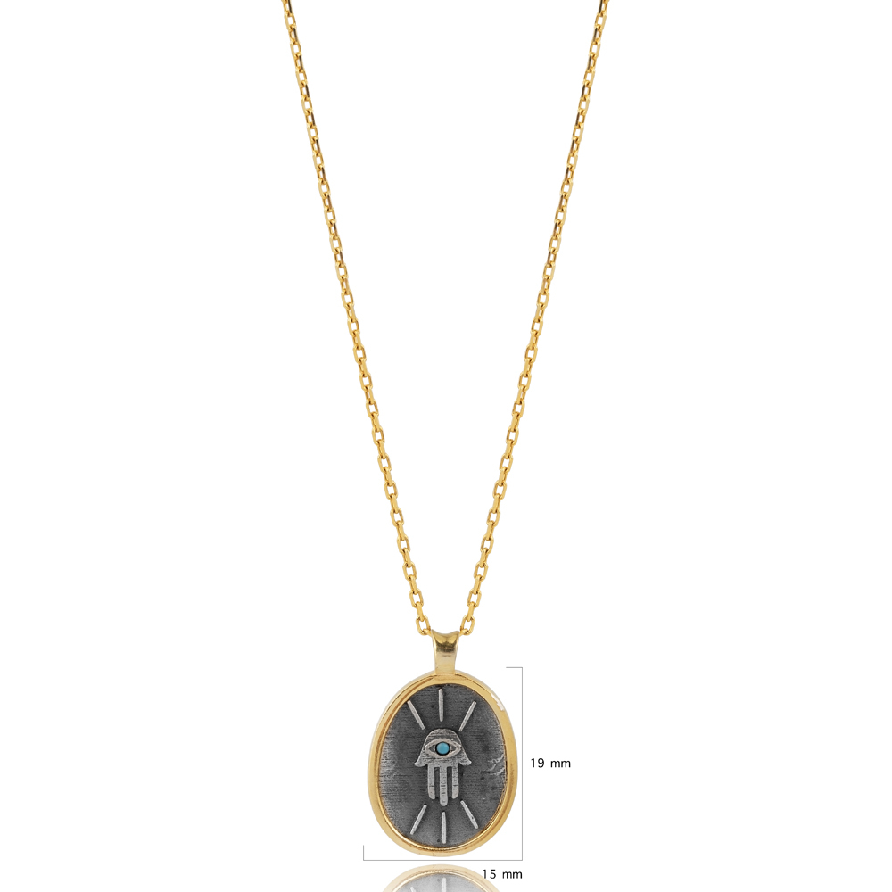 Ancient Hamsa Design 925 Silver Charm Necklace