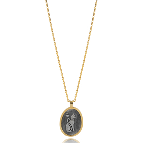Sphynx Cat Design 925 Silver Charm Necklace