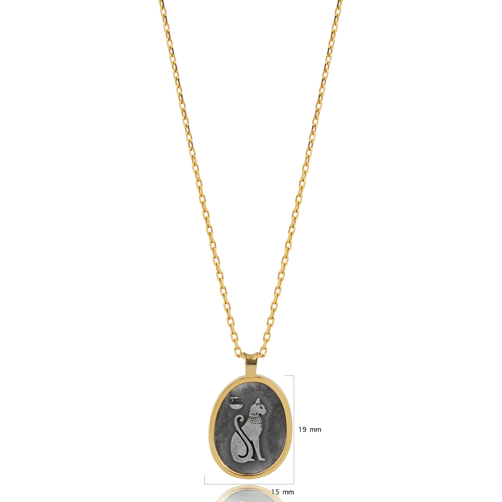 Sphynx Cat Design 925 Silver Charm Necklace