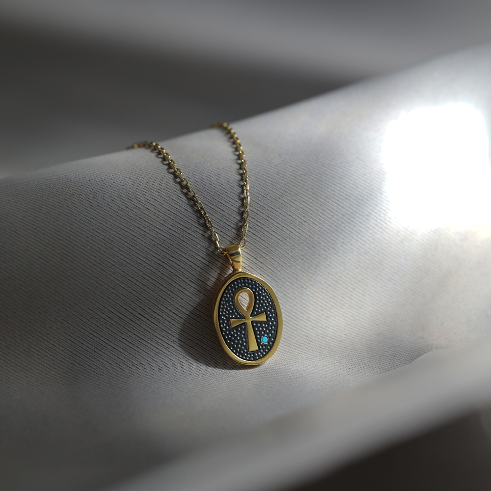 Ankh Symbol Design 925 Silver Charm Necklace