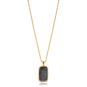 Hopi Hand Evil Eye Design Charm Necklace