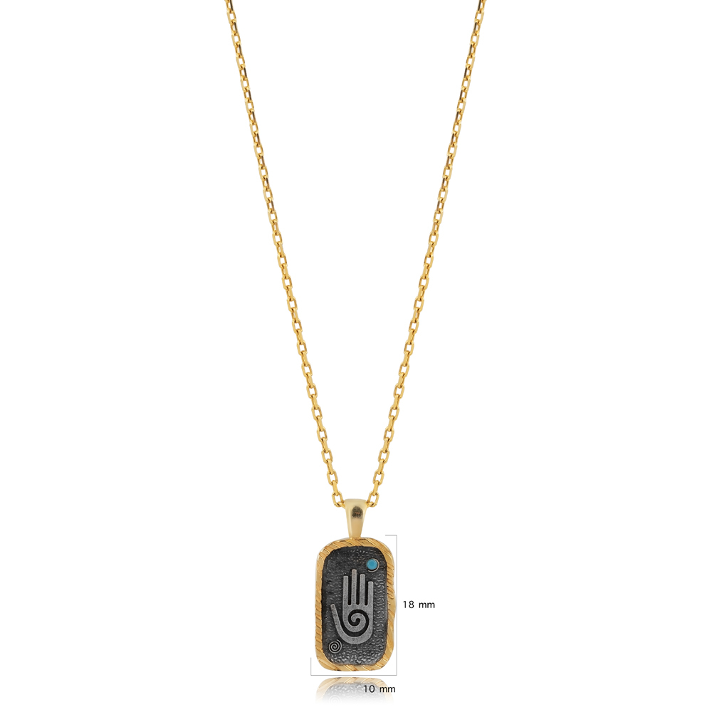 Hopi Hand Evil Eye Design Charm Necklace