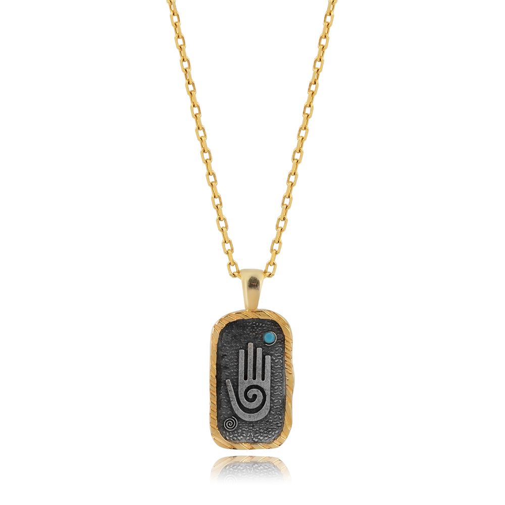 Hopi Hand Evil Eye Design Charm Necklace