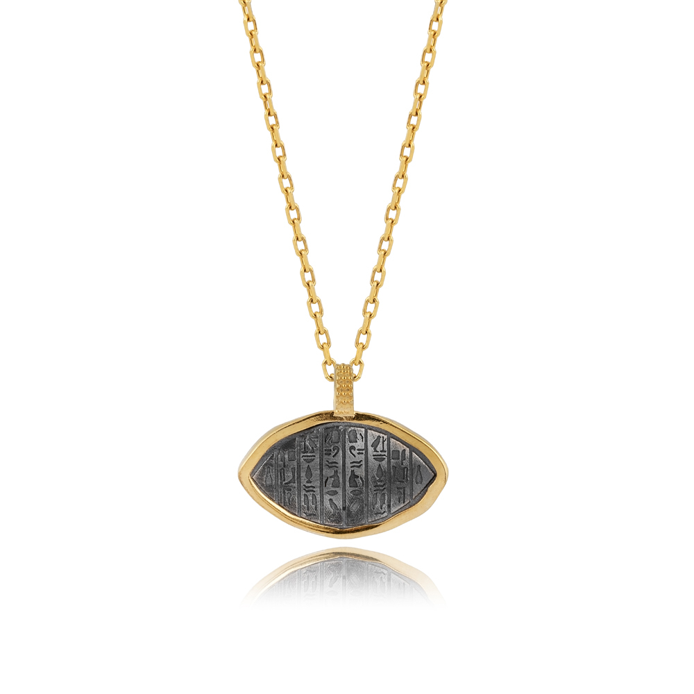Egyptian Hieroglyphs Design Charm Necklace