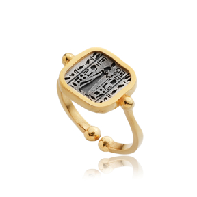 Nefertiti Design 925 Silver Adjustable Ring