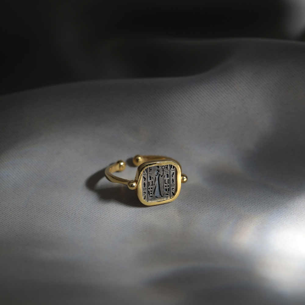 Nefertiti Design 925 Silver Adjustable Ring