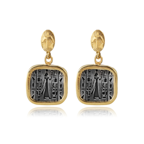 Nefertiti Design 925 Silver Stud Earring