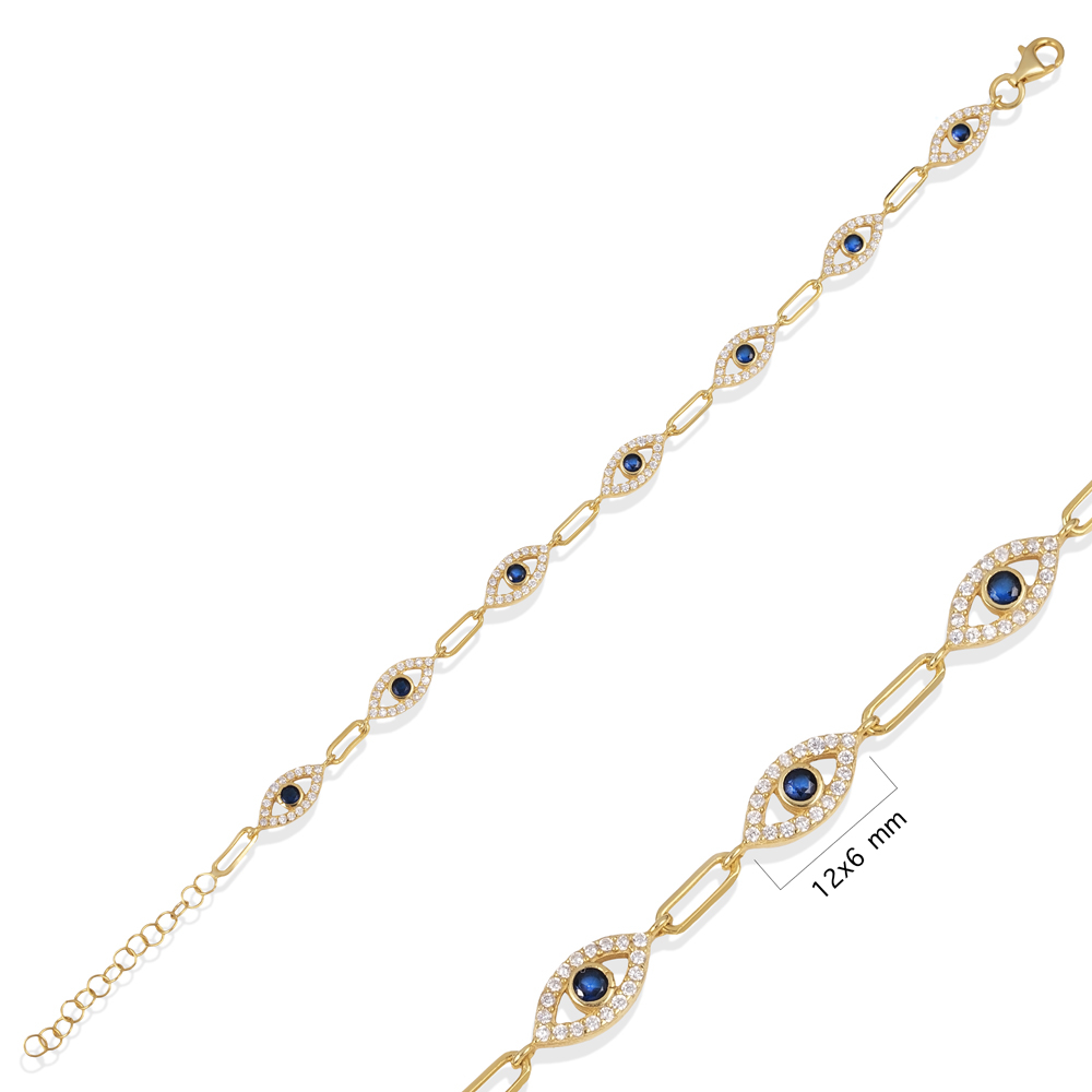 Sapphire Stone Evil Eye  925 Silver Bracelet