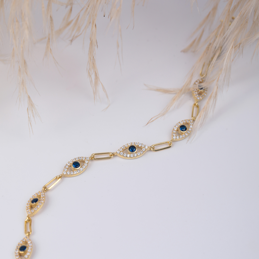 Sapphire Stone Evil Eye  925 Silver Bracelet