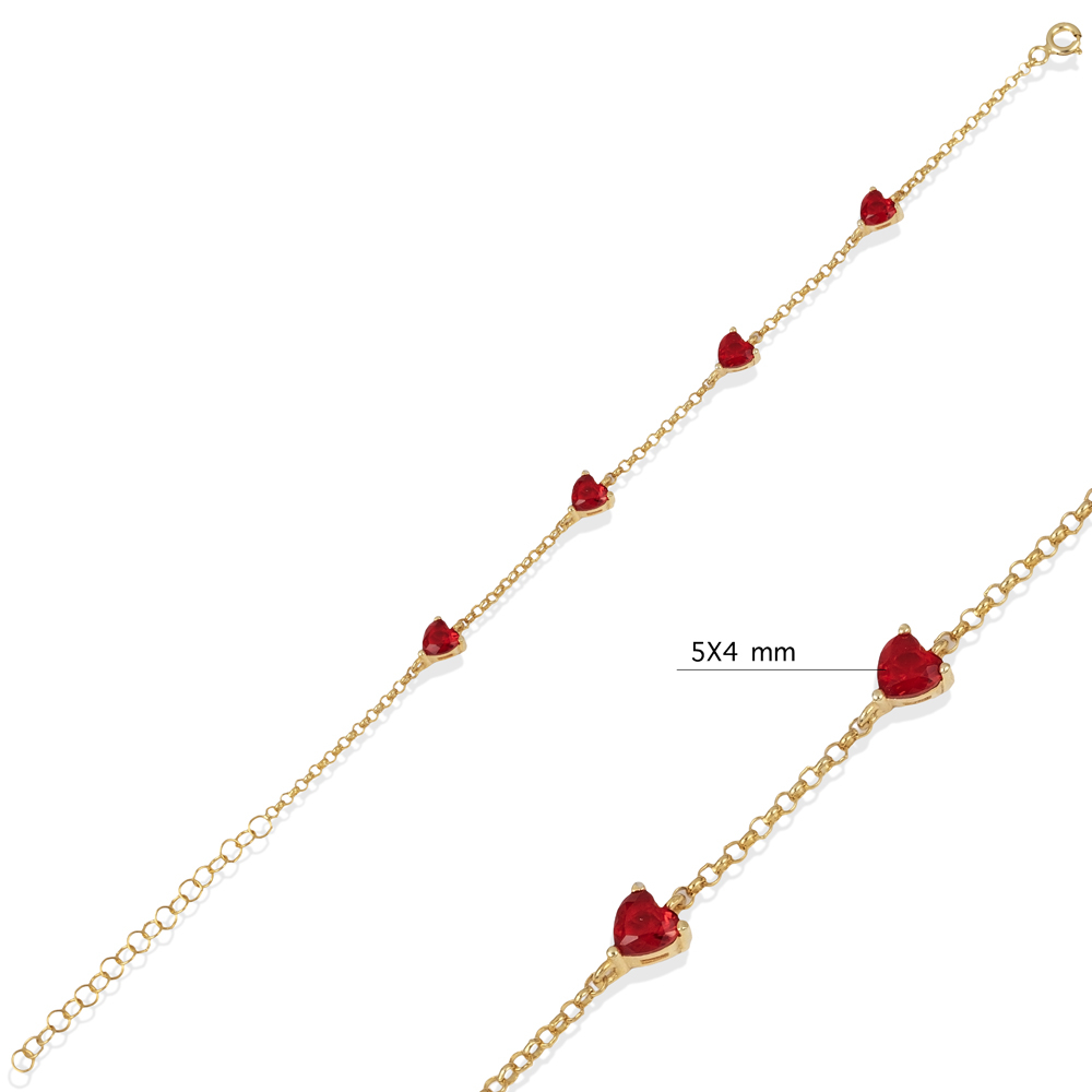 Garnet Stone Heart Design 925 Bracelet