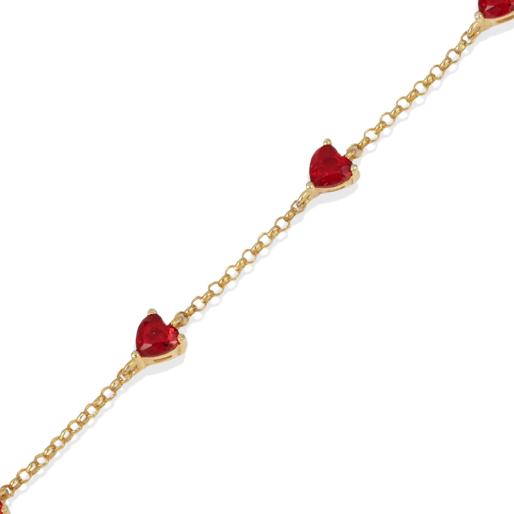 Garnet Stone Heart Design 925 Bracelet