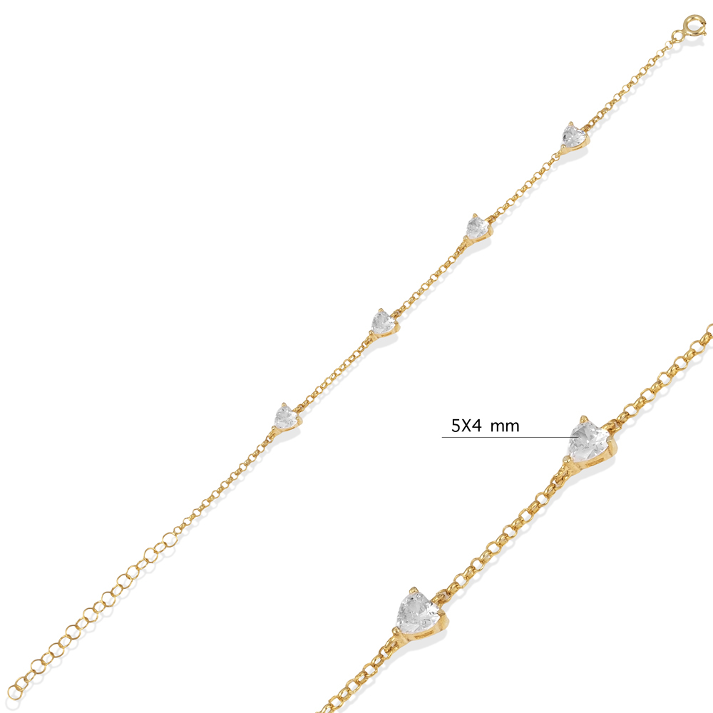 Clear Zircon Stone Heart Design 925 Bracelet