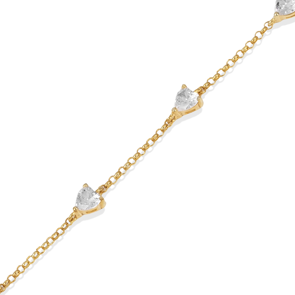 Clear Zircon Stone Heart Design 925 Bracelet