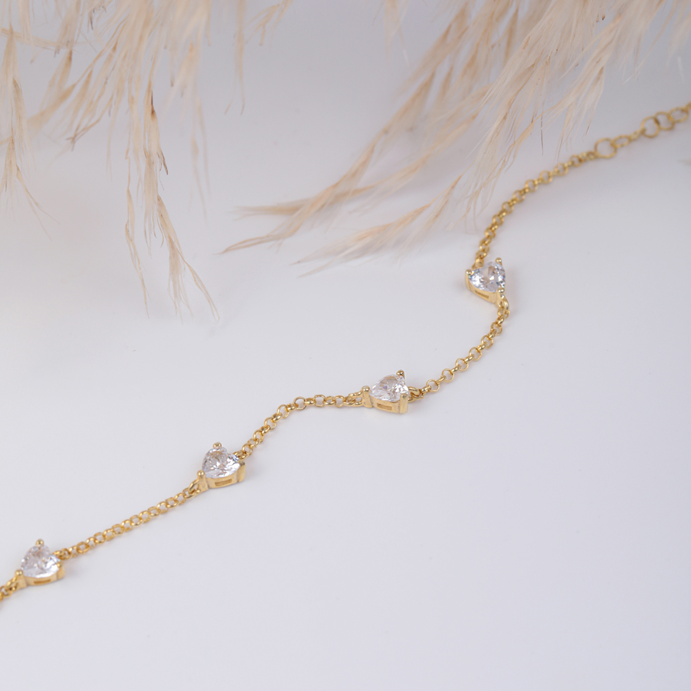 Clear Zircon Stone Heart Design 925 Bracelet