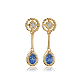 Drop Design Aquamarine Stone Earring