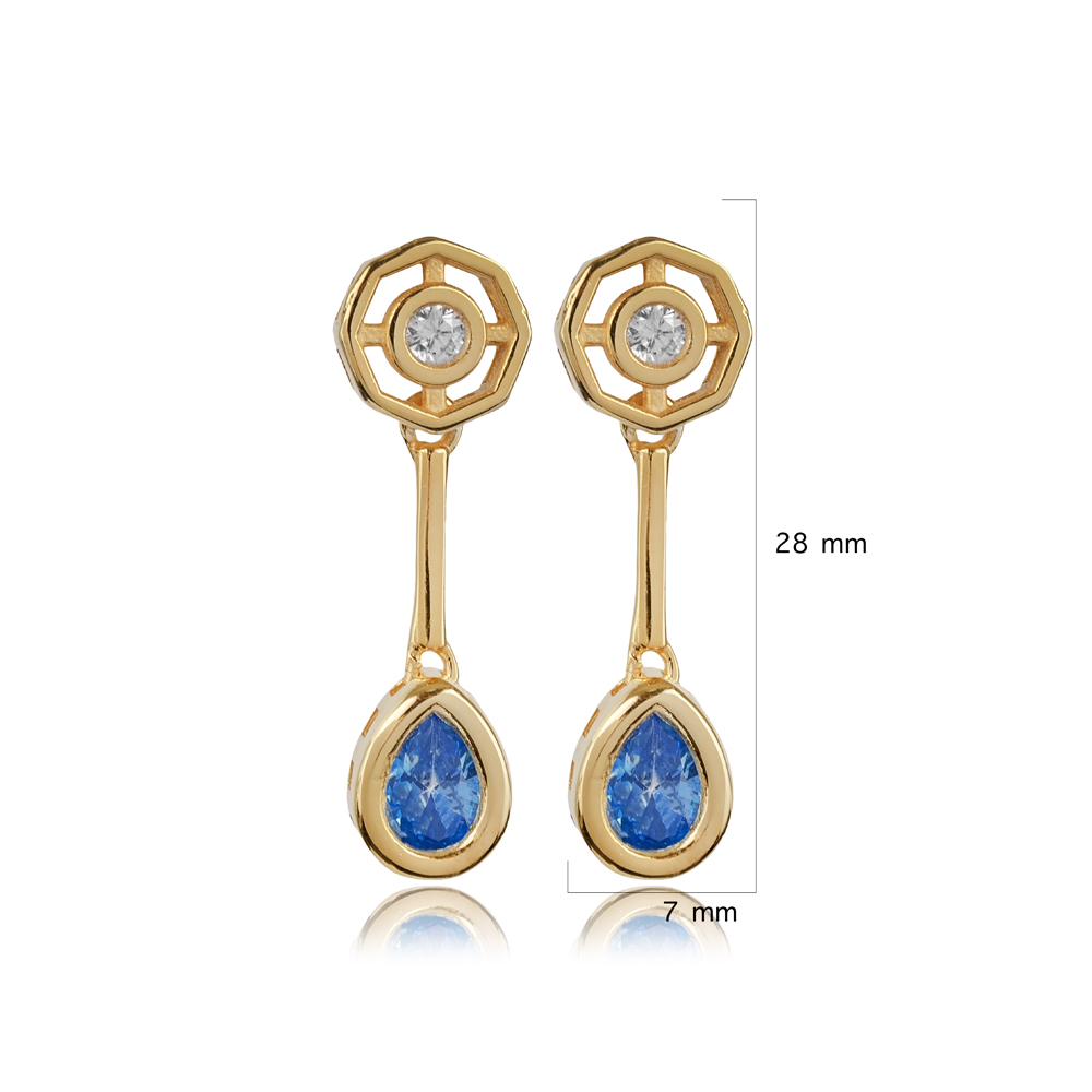 Drop Design Aquamarine Stone Earring