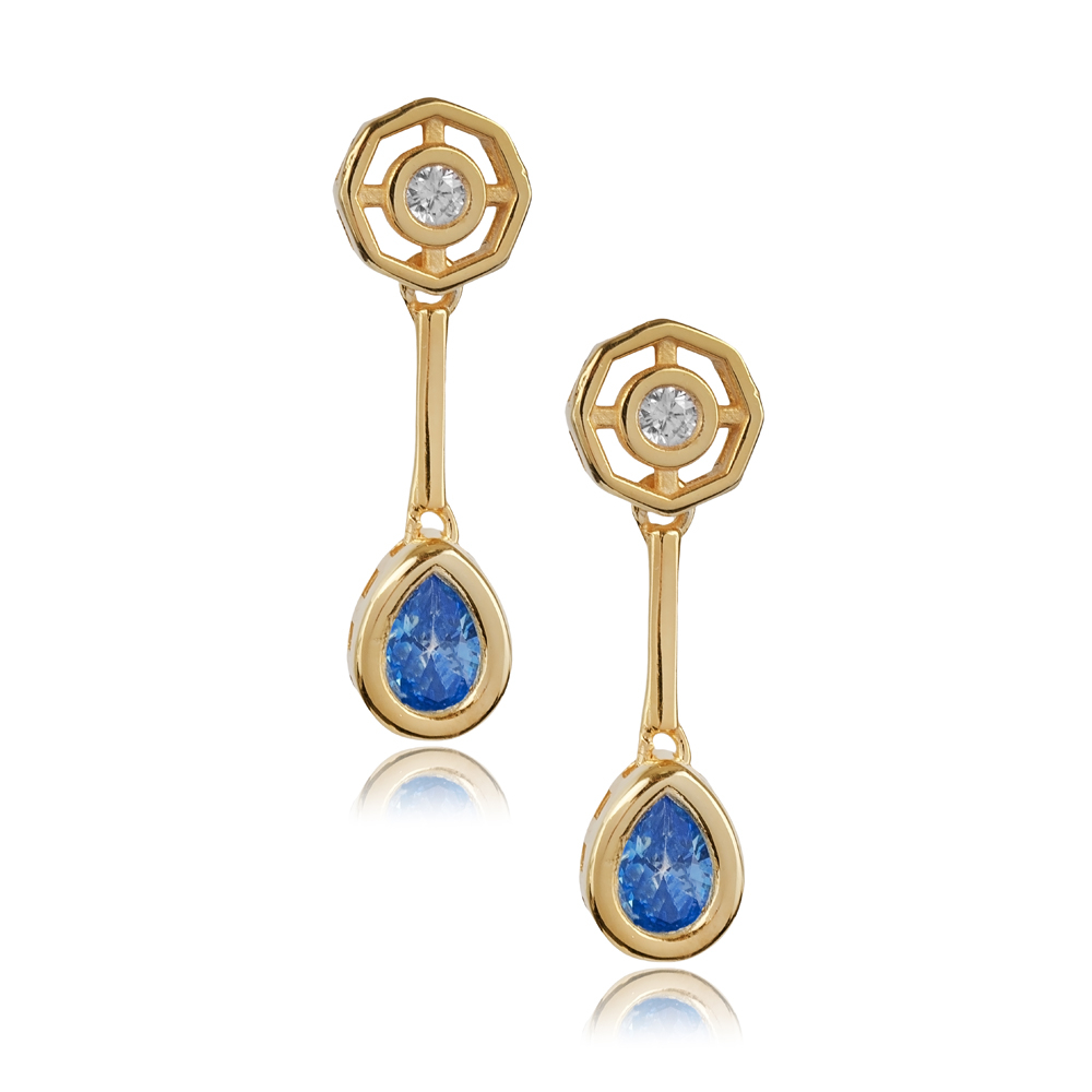 Drop Design Aquamarine Stone Earring