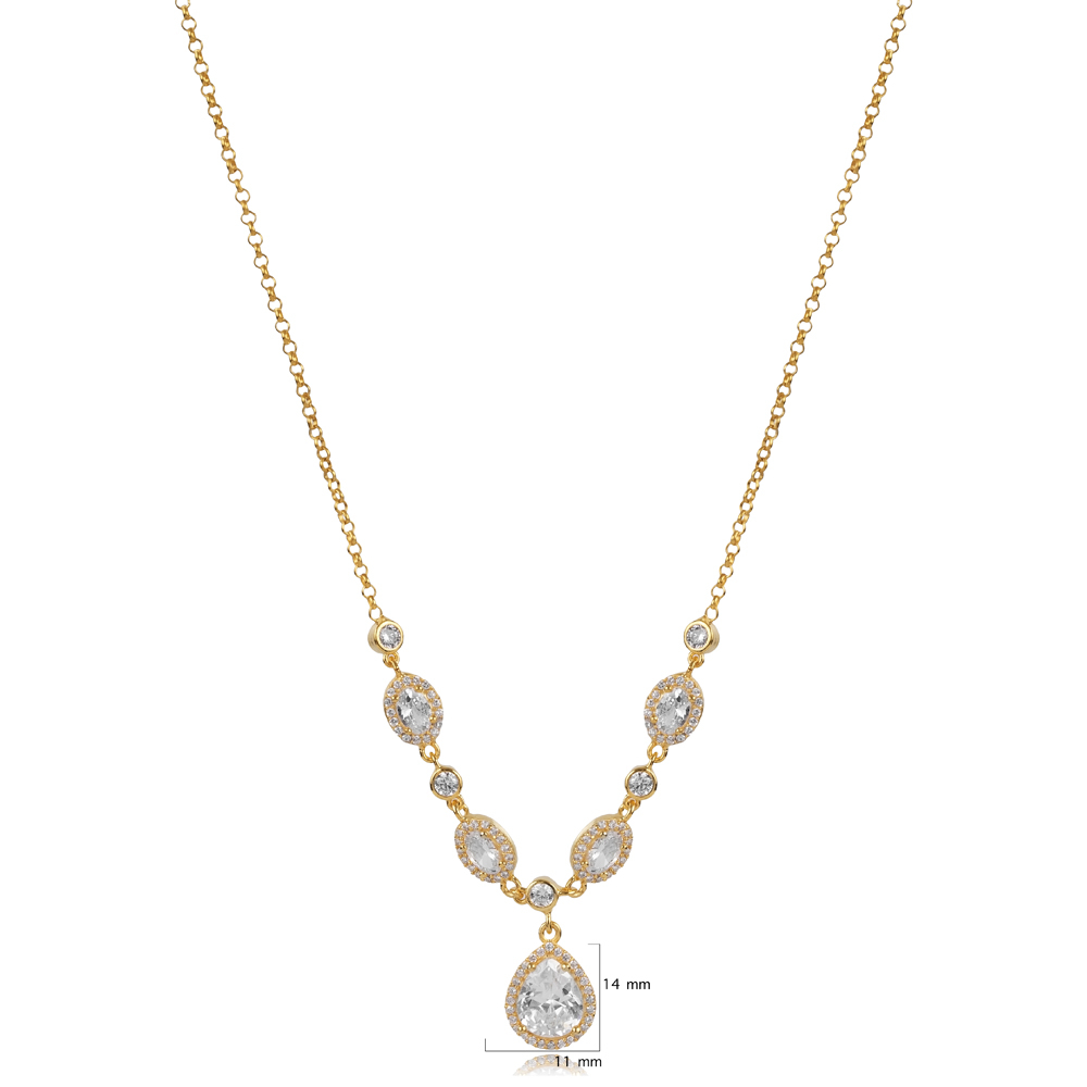 Pear And Oval Design Zircon Stone Shaker Necklace