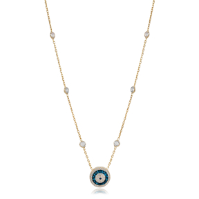 Round Evil Eye Design Charm Necklace