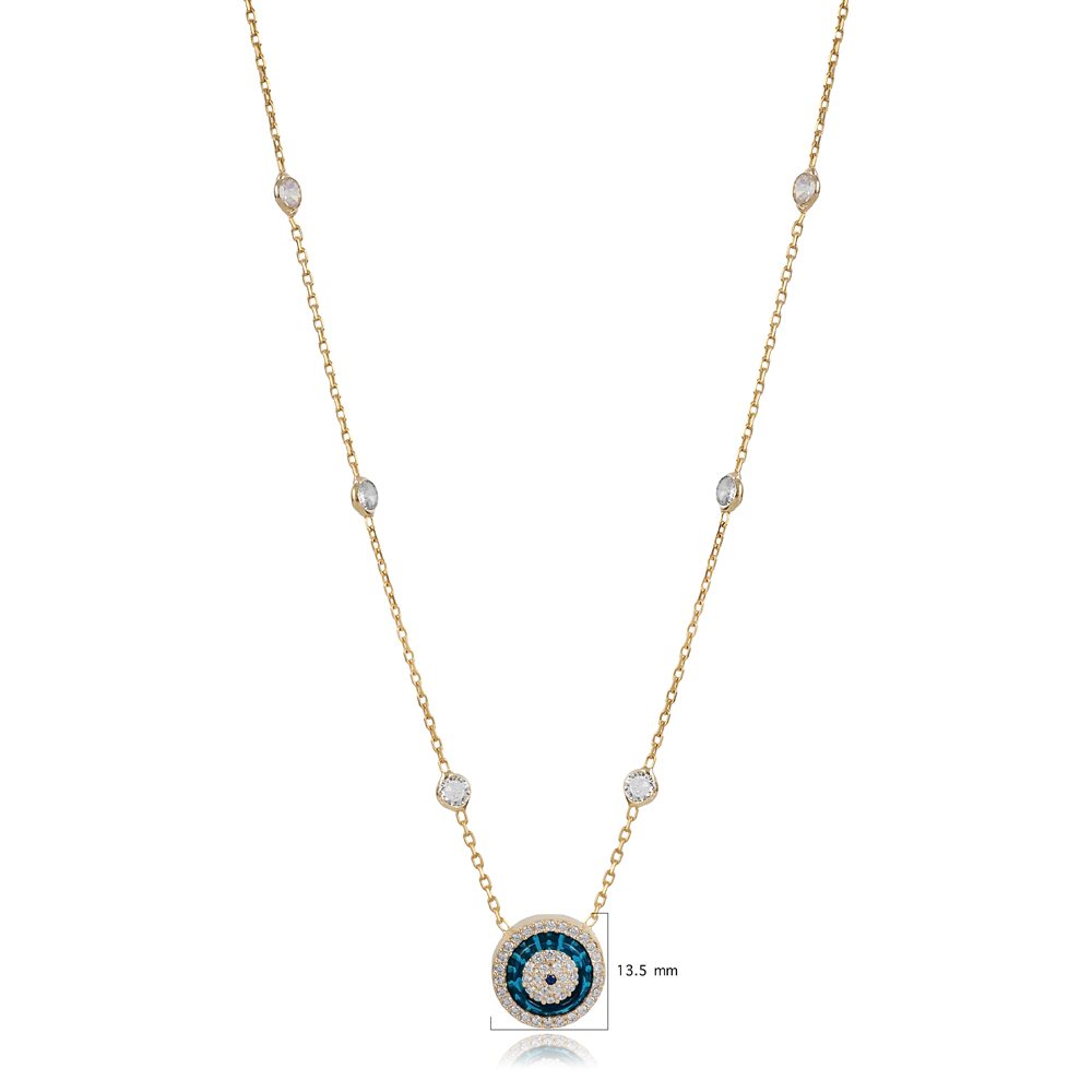 Round Evil Eye Design Charm Necklace