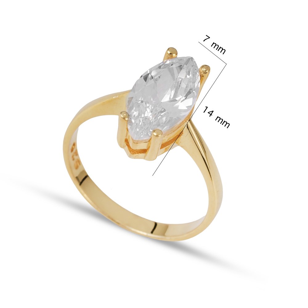 Marquise Shape White CZ Ring