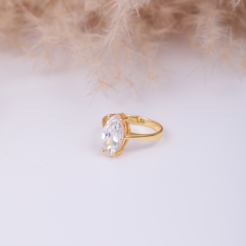 Marquise Shape White CZ Ring