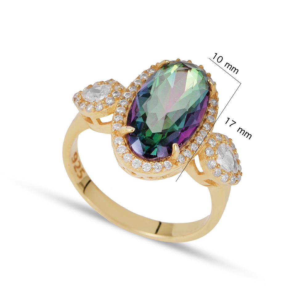 Mystic Topaz Oval Shape Ring