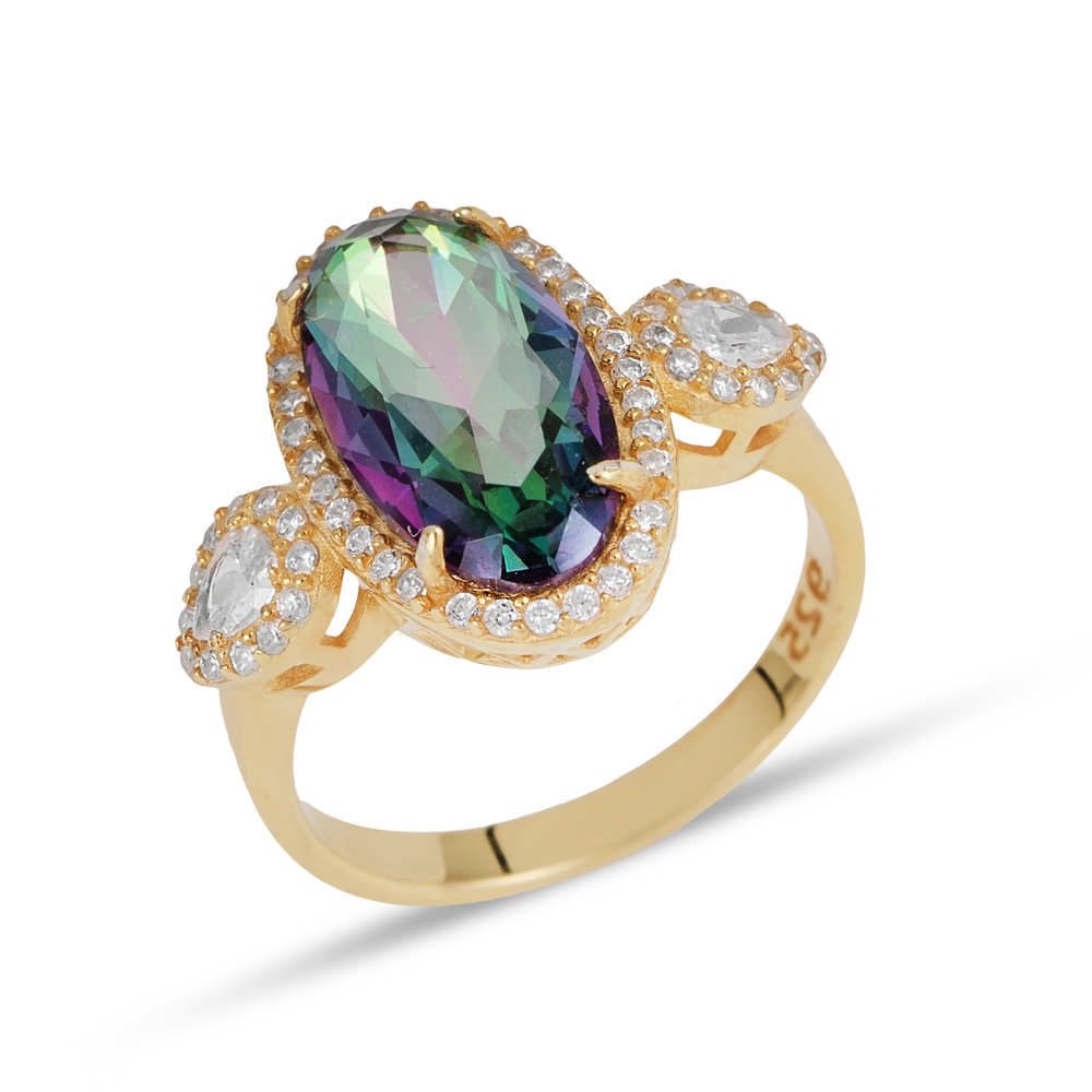 Mystic Topaz Oval Shape Ring